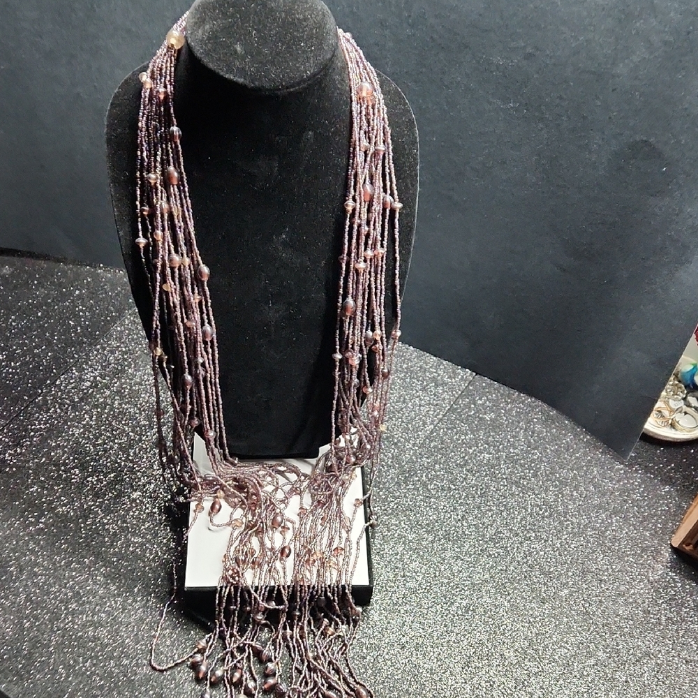 Purple Multi-Strand Seedbead Scarf